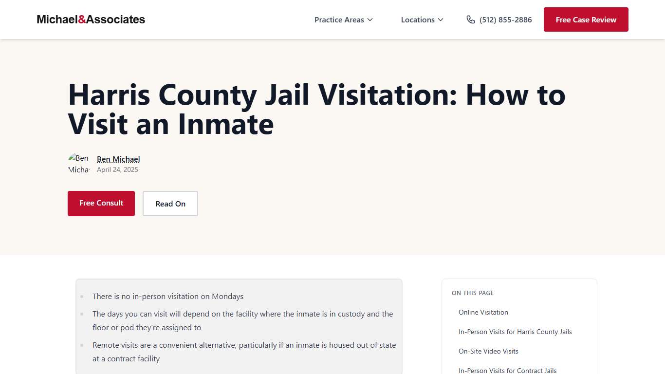 Harris County Jail Visitation: How to Visit an Inmate