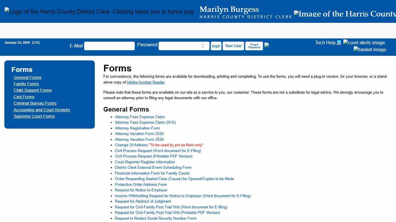 Office of Harris County District Clerk - Marilyn Burgess Downloadable Forms